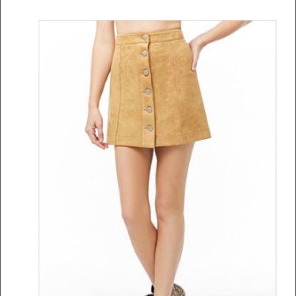 Faux suede camel mini skirt